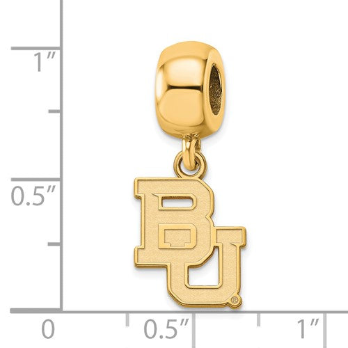 Alternate view of the 14k Gold Plated Silver Baylor University &#39;BU&#39; Dangle Bead Charm by The Black Bow Jewelry Co.