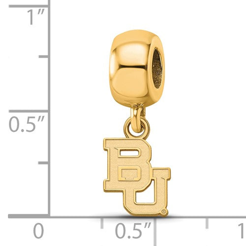 Alternate view of the 14k Gold Plated Silver Baylor Univ. XS &#39;BU&#39; Dangle Bead Charm by The Black Bow Jewelry Co.