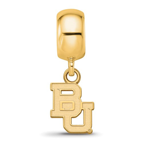 14k Gold Plated Silver Baylor University &#39;BU&#39; Dangle Bead Charm, Item B13737 by The Black Bow Jewelry Co.