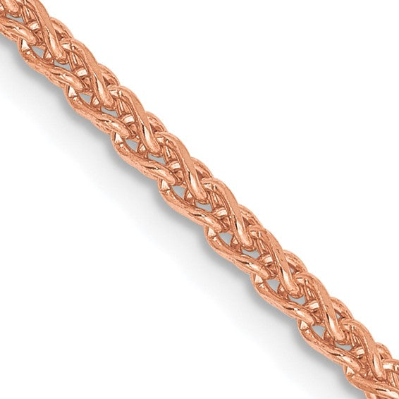1.8mm 14k Rose Gold Solid Diamond Cut Spiga Chain Necklace, Item C10212 by The Black Bow Jewelry Co.