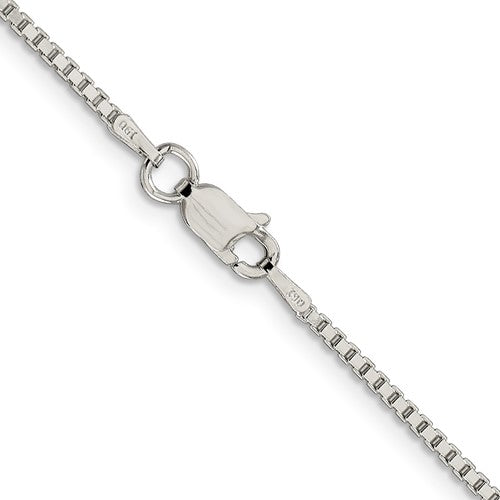Alternate view of the 1.5mm Rhodium-Plated Sterling Silver Solid Box Chain Necklace by The Black Bow Jewelry Co.