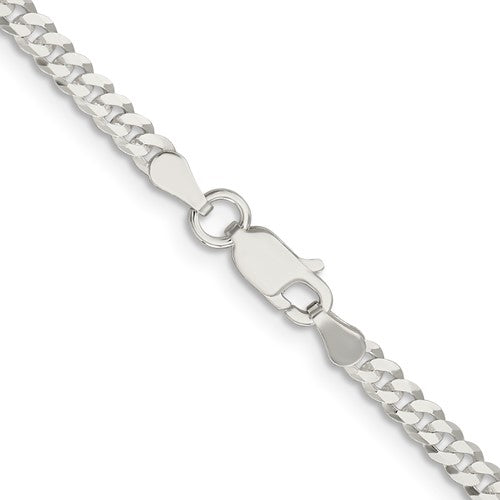 Alternate view of the 3mm Sterling Silver Solid Flat Curb Chain Bracelet by The Black Bow Jewelry Co.