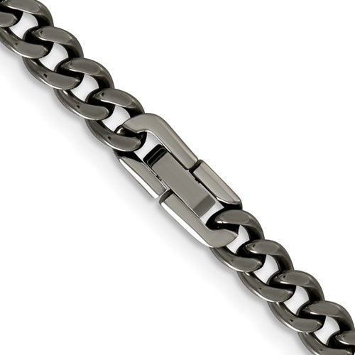 Men's Titanium Polished Classic Curb Chain Necklace Black