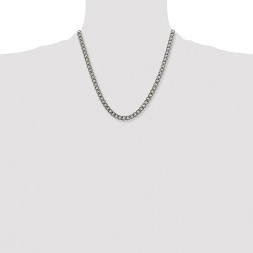 Alternate view of the Men's 7.5mm Titanium Polished Classic Curb Chain Necklace by The Black Bow Jewelry Co.