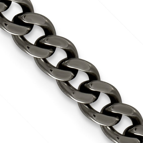 Men's Titanium Polished Classic Curb Chain Necklace Black