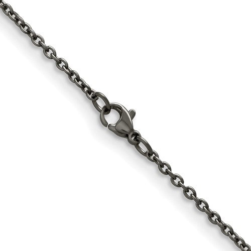 2.25mm Dark Gray Titanium Classic Polished Cable Chain Necklace