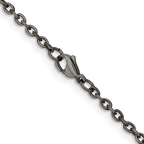 2.9mm Dark Gray Titanium Classic Polished Cable Chain Necklace, Item C10722 by The Black Bow Jewelry Co.
