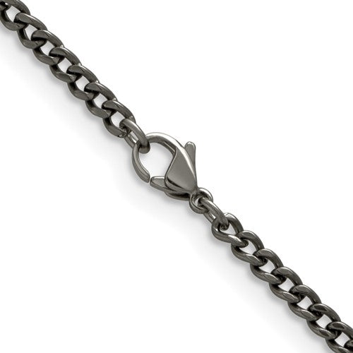 3.5mm Dark Gray Titanium Classic Polished Curb Chain Necklace, Item C10724 by The Black Bow Jewelry Co.