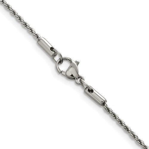 Alternate view of the 1.5mm Stainless Steel Rope Chain Necklace by The Black Bow Jewelry Co.