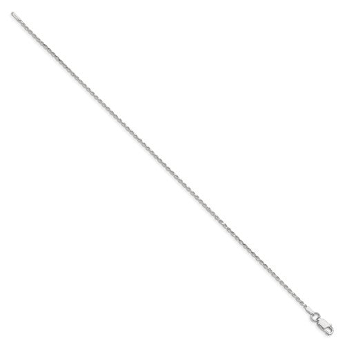 1.5mm Sterling Silver, Diamond Cut Solid Rope Chain Anklet or Bracelet, Item C8064-B by The Black Bow Jewelry Co.