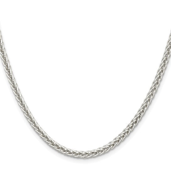 Alternate view of the 3mm, Sterling Silver Square Solid Spiga Chain Necklace by The Black Bow Jewelry Co.