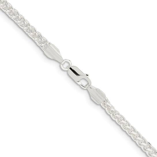 Alternate view of the 3mm, Sterling Silver Square Solid Spiga Chain Necklace by The Black Bow Jewelry Co.