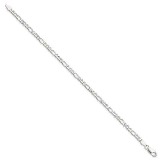 Alternate view of the 4mm, Sterling Silver, Pave Flat Figaro Chain Necklace by The Black Bow Jewelry Co.