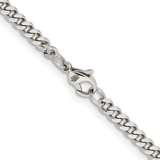 Alternate view of the 4mm Stainless Steel Heavy Flat Curb Chain Necklace by The Black Bow Jewelry Co.