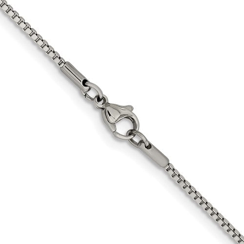 Alternate view of the 1.5mm Stainless Steel Box Chain Necklace by The Black Bow Jewelry Co.