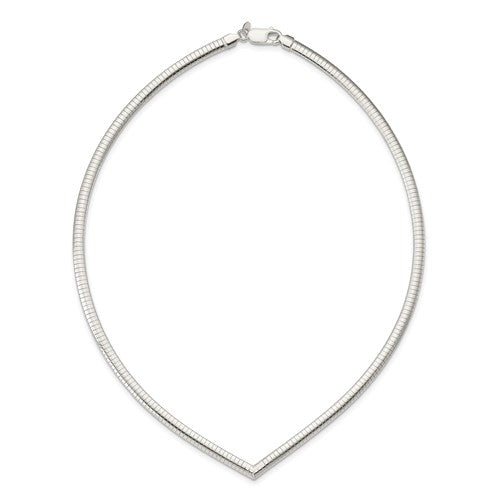 Alternate view of the 4mm Sterling Silver V-shaped Cubetto Chain Necklace, 17 Inch by The Black Bow Jewelry Co.