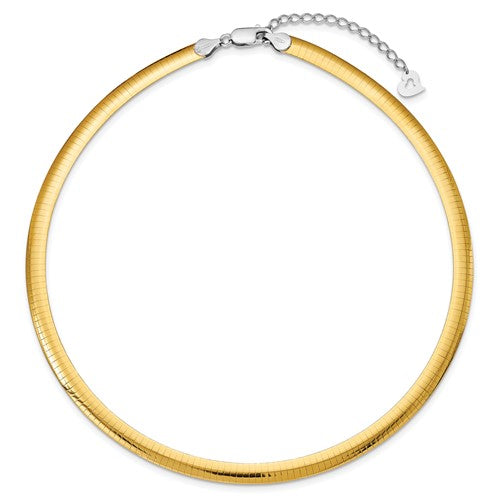 Alternate view of the 6mm Sterling Silver & 14k Gold Plated Omega Chain Necklace, Adjustable by The Black Bow Jewelry Co.