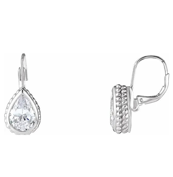Alternate view of the Teardrop Earrings with Cubic Zirconia in Sterling Silver by The Black Bow Jewelry Co.