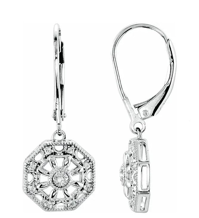 Alternate view of the Vintage Style Diamond Nautical Earrings in Sterling Silver by The Black Bow Jewelry Co.