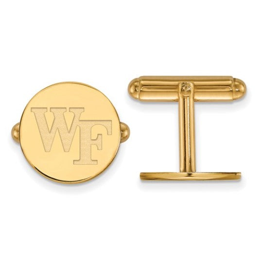 14k Yellow Gold Wake Forest University 'WF' Cuff Links, Item M9002 by The Black Bow Jewelry Co.