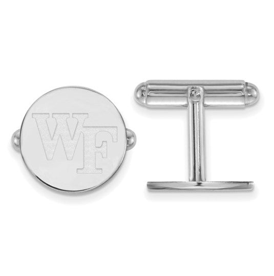 Sterling Silver Wake Forest University 'WF' Cuff Links, Item M9332 by The Black Bow Jewelry Co.
