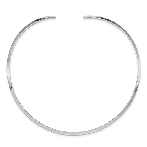 Alternate view of the 3mm Sterling Silver Polished Slip On Neck Collar, 14 Inch by The Black Bow Jewelry Co.