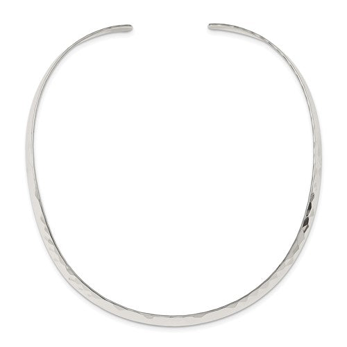 Alternate view of the 6mm Sterling Silver Hammered Slip On Neck Collar, 14 Inch by The Black Bow Jewelry Co.