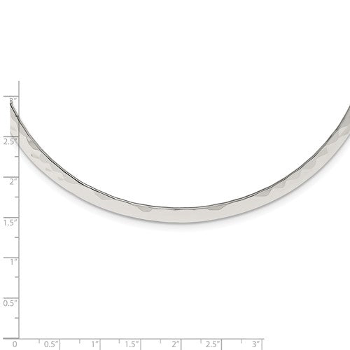 Alternate view of the 6mm Sterling Silver Hammered Slip On Neck Collar, 14 Inch by The Black Bow Jewelry Co.
