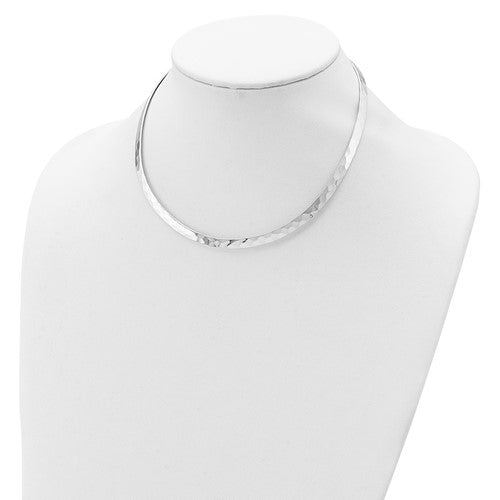 Alternate view of the 6mm Sterling Silver Hammered Slip On Neck Collar, 14 Inch by The Black Bow Jewelry Co.