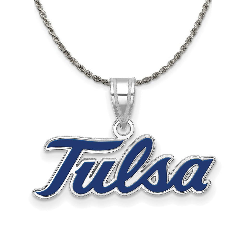 Sterling Silver The U. of Tulsa Large Enamel Pendant Necklace, Item N18636 by The Black Bow Jewelry Co.