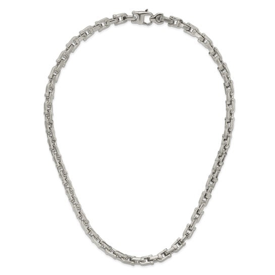 Alternate view of the Men&#39;s Stainless Steel Brushed &amp; Polished Shackle Chain Necklace, 20in by The Black Bow Jewelry Co.
