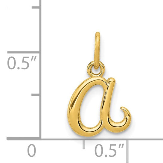 Alternate view of the 14k Yellow Gold, Claire Collection Mini Lower Case Initial A Charm by The Black Bow Jewelry Co.