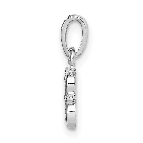 Alternate view of the The Chloe Mini Diamond Accent Initial D Pendant in 14k White Gold by The Black Bow Jewelry Co.