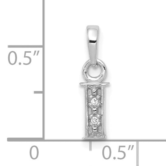 Alternate view of the The Chloe Mini Diamond Accent Initial I Pendant in 14k White Gold by The Black Bow Jewelry Co.