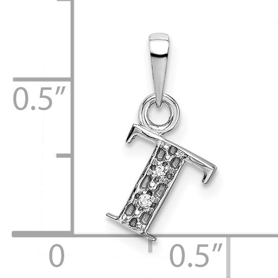 Alternate view of the The Chloe Mini Diamond Accent Initial T Pendant in 14k White Gold by The Black Bow Jewelry Co.