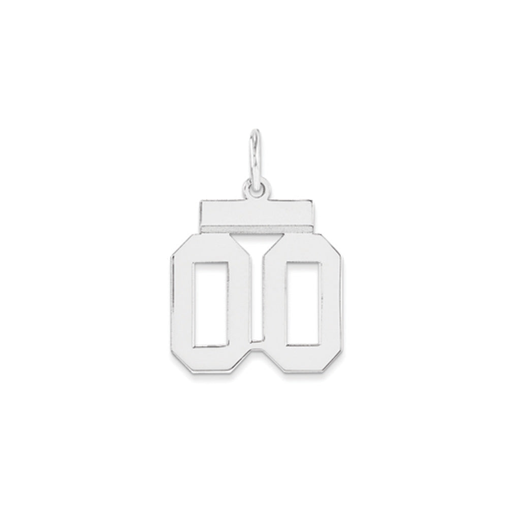 Sterling Silver, Athletic Collection, Large Polished Number 00 Pendant, Item P14043-00 by The Black Bow Jewelry Co.