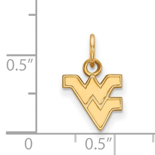 Alternate view of the 14k Yellow Gold West Virginia U. XS (Tiny) Logo Charm or Pendant by The Black Bow Jewelry Co.