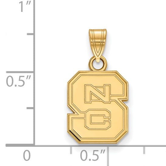 Alternate view of the 14k Yellow Gold North Carolina State Small &#39;NCS&#39; Pendant by The Black Bow Jewelry Co.
