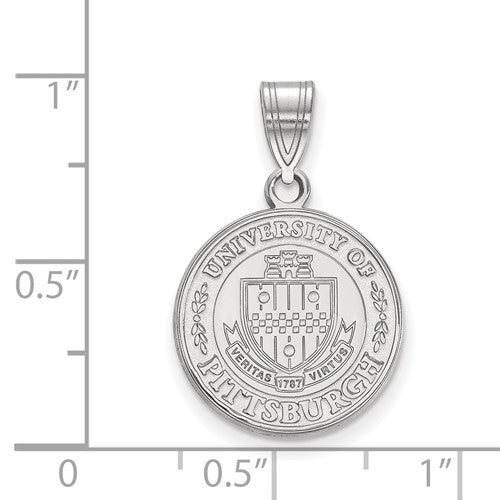 Alternate view of the Sterling Silver U. of Pittsburgh Medium Crest Pendant Necklace by The Black Bow Jewelry Co.