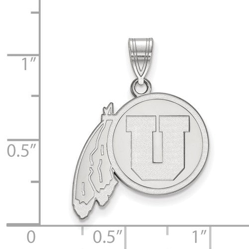 Alternate view of the Sterling Silver U. of Utah Large Pendant Necklace by The Black Bow Jewelry Co.