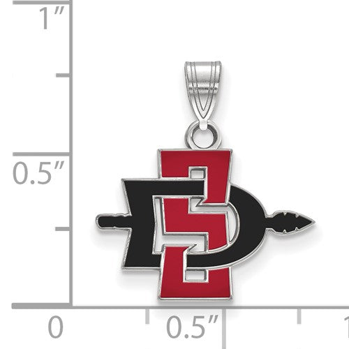 Alternate view of the Sterling Silver San Diego State Small Pendant Necklace by The Black Bow Jewelry Co.