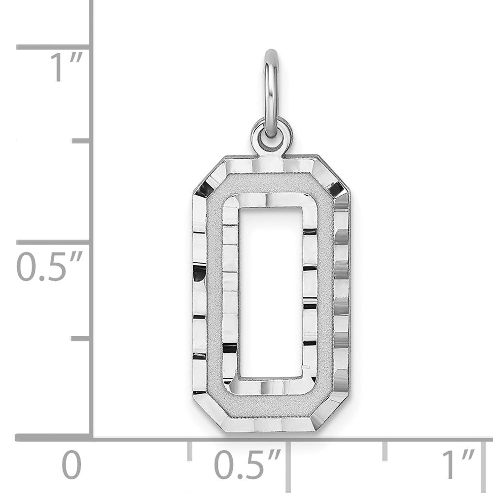 Alternate view of the Sterling Silver, Varsity Collection, Large D/C Pendant, Number 0 by The Black Bow Jewelry Co.