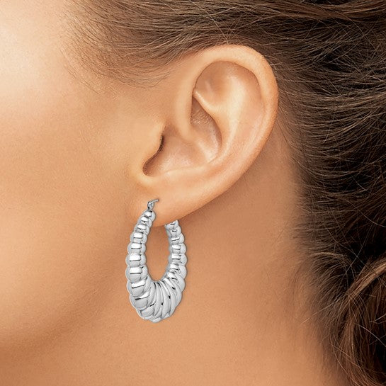 Alternate view of the Sterling Silver Oval Shrimp Hoop Earrings - 55mm by The Black Bow Jewelry Co.