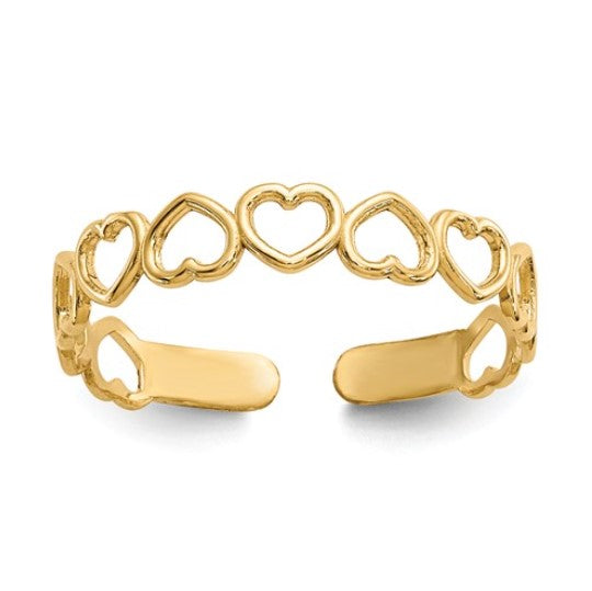 Open Hearts Toe Ring in 14 Karat Gold, Item R8493 by The Black Bow Jewelry Co.