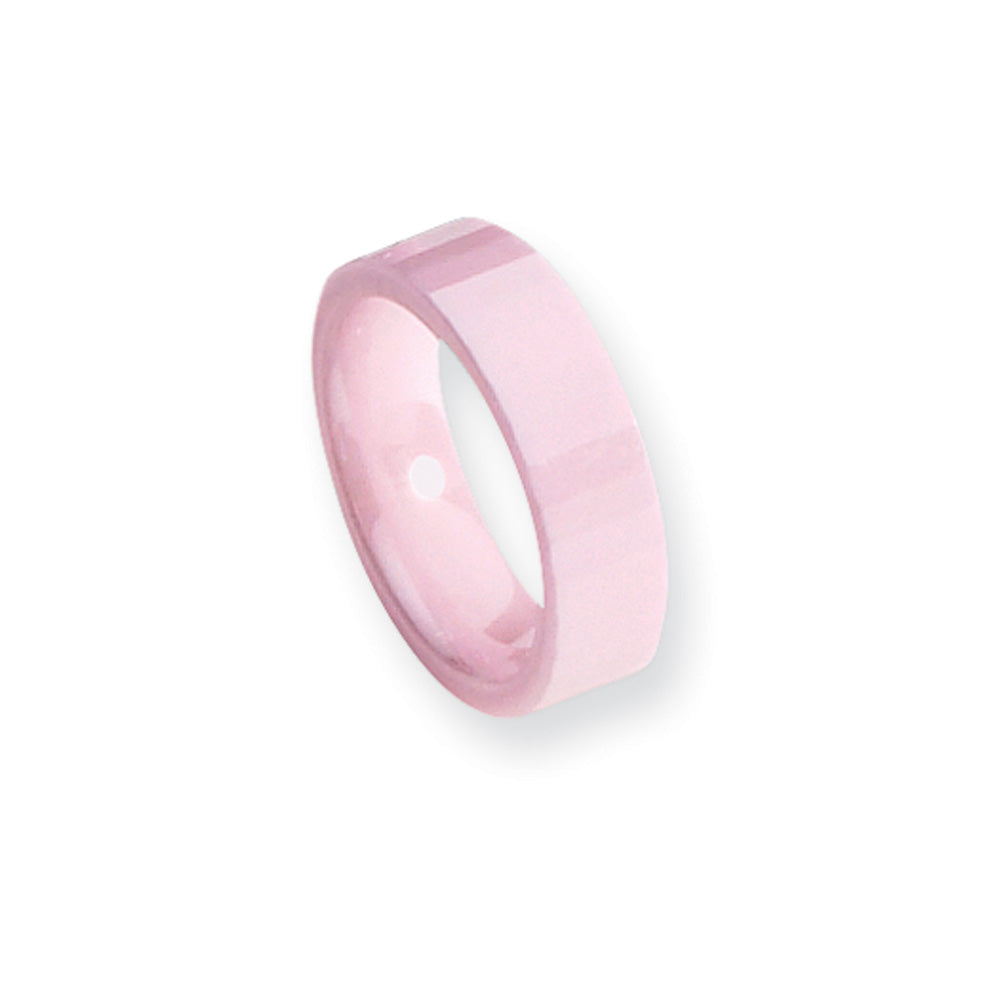 Pink Ceramic, 6mm Faceted Comfort Fit Band, Item R8629 by The Black Bow Jewelry Co.