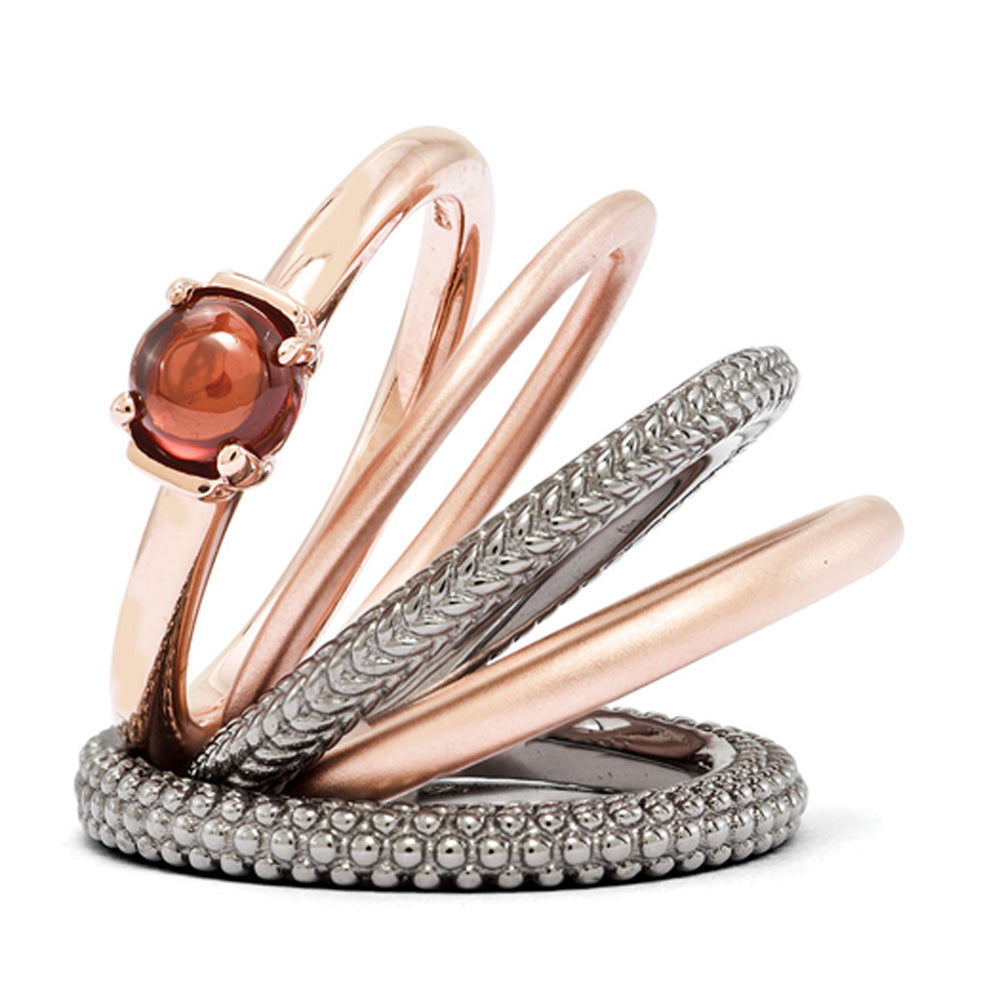 Stackable Black & 14K Rose Gold Plated Silver Garnet Ring Set, Item R9683 by The Black Bow Jewelry Co.