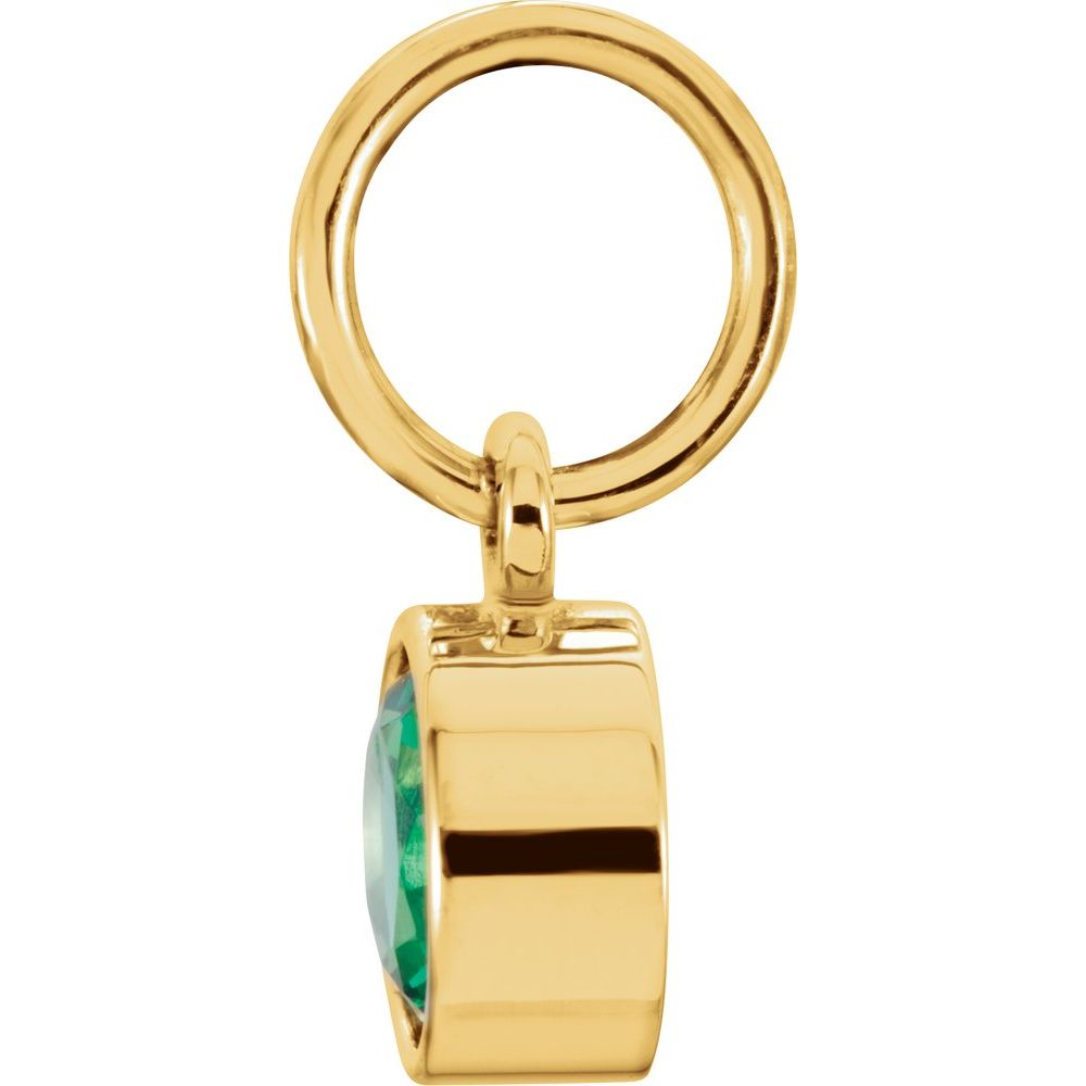 Alternate view of the 14k Yellow Gold 4mm Imitation Emerald Charm or Pendant Enhancer by The Black Bow Jewelry Co.