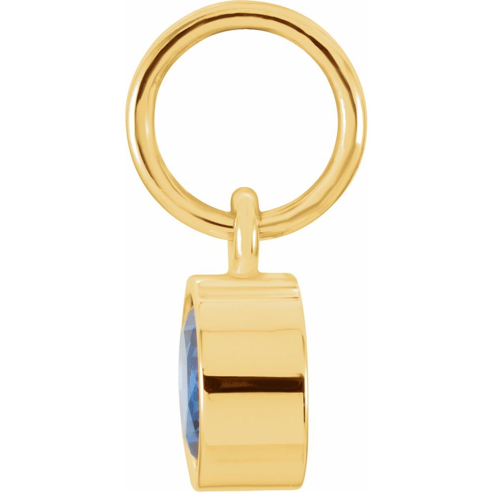 Alternate view of the 14k Yellow Gold 4mm Imitation Blue Sapphire Charm or Pendant Enhancer by The Black Bow Jewelry Co.