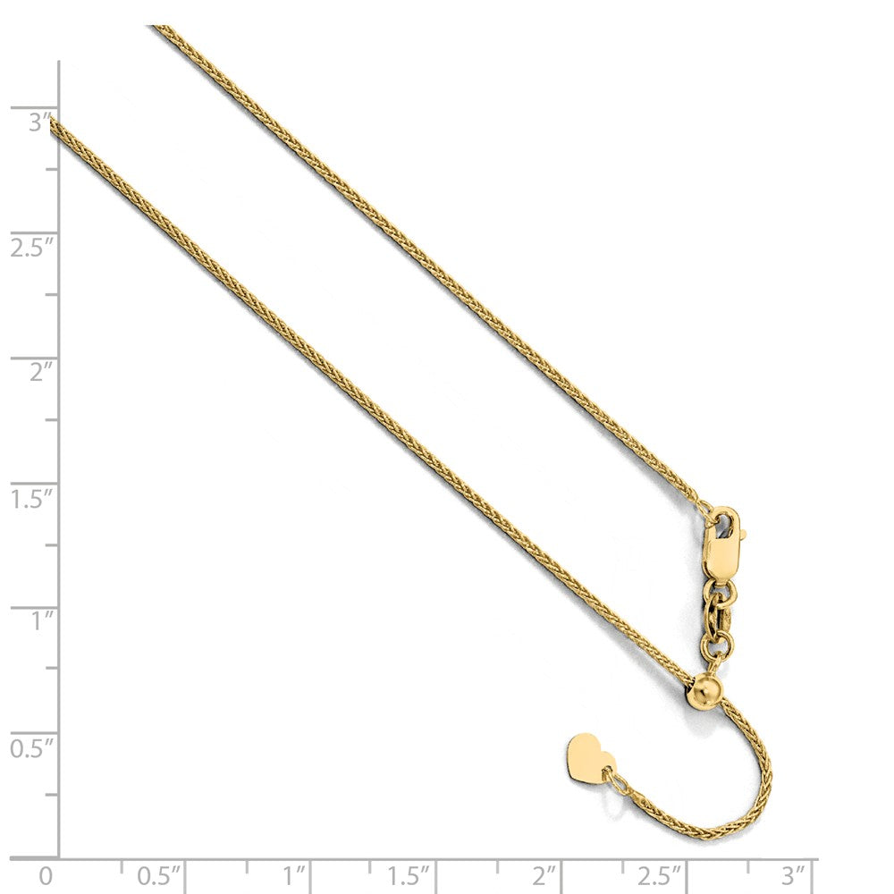 Alternate view of the 1mm 10k Yellow Gold Adjustable Solid Wheat Chain Necklace by The Black Bow Jewelry Co.