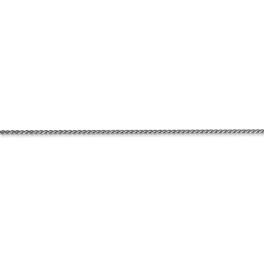 Alternate view of the 1mm, 14k White Gold, Diamond Cut Solid Spiga Chain Bracelet by The Black Bow Jewelry Co.